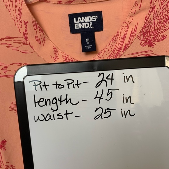 Lands End Tropical Button Drawstring Waist Womens Dress Sz XL Peach 0101 - Picture 8 of 8